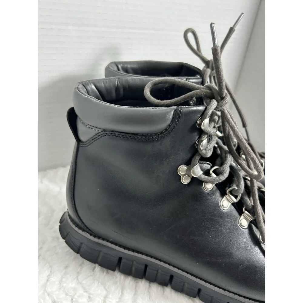 Cole Haan Boots Mens Size 12 Black ZEROGRAND Leather Lace Up Combat Ankle Hiker